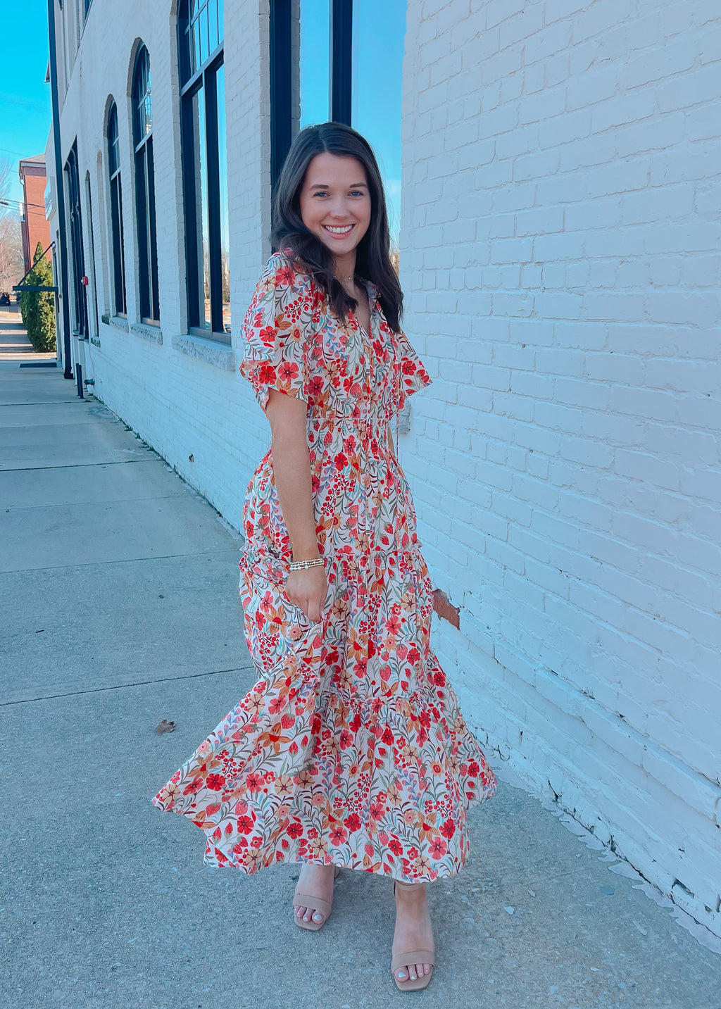 red and white floral maxi dress The Garden's Secret Maxi Dress – The Sassy Owl Boutique