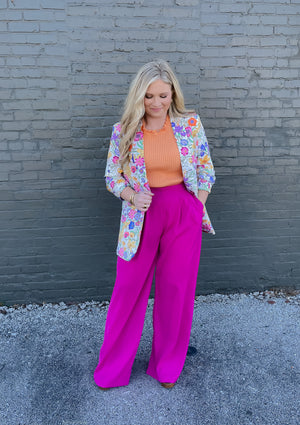 Straight To Business Pants - Magenta