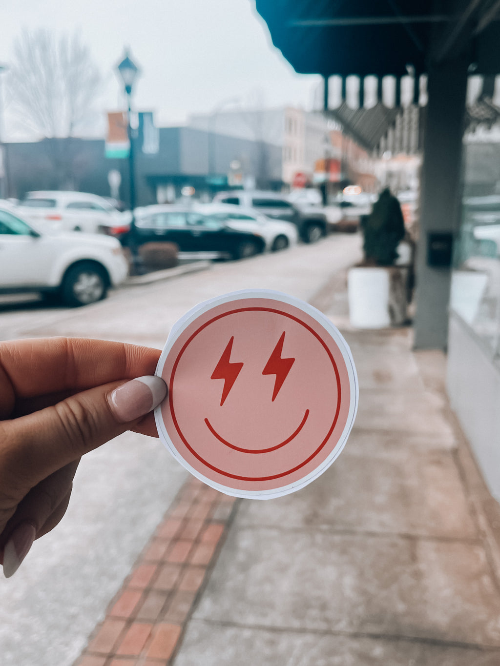 Lightning Bolt Smile Face Sticker Decal
