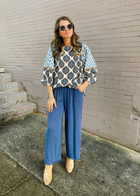 What It's All About Blue Linen Pants