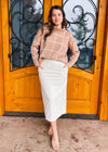 On The Books Brush Textured Midi Skirt