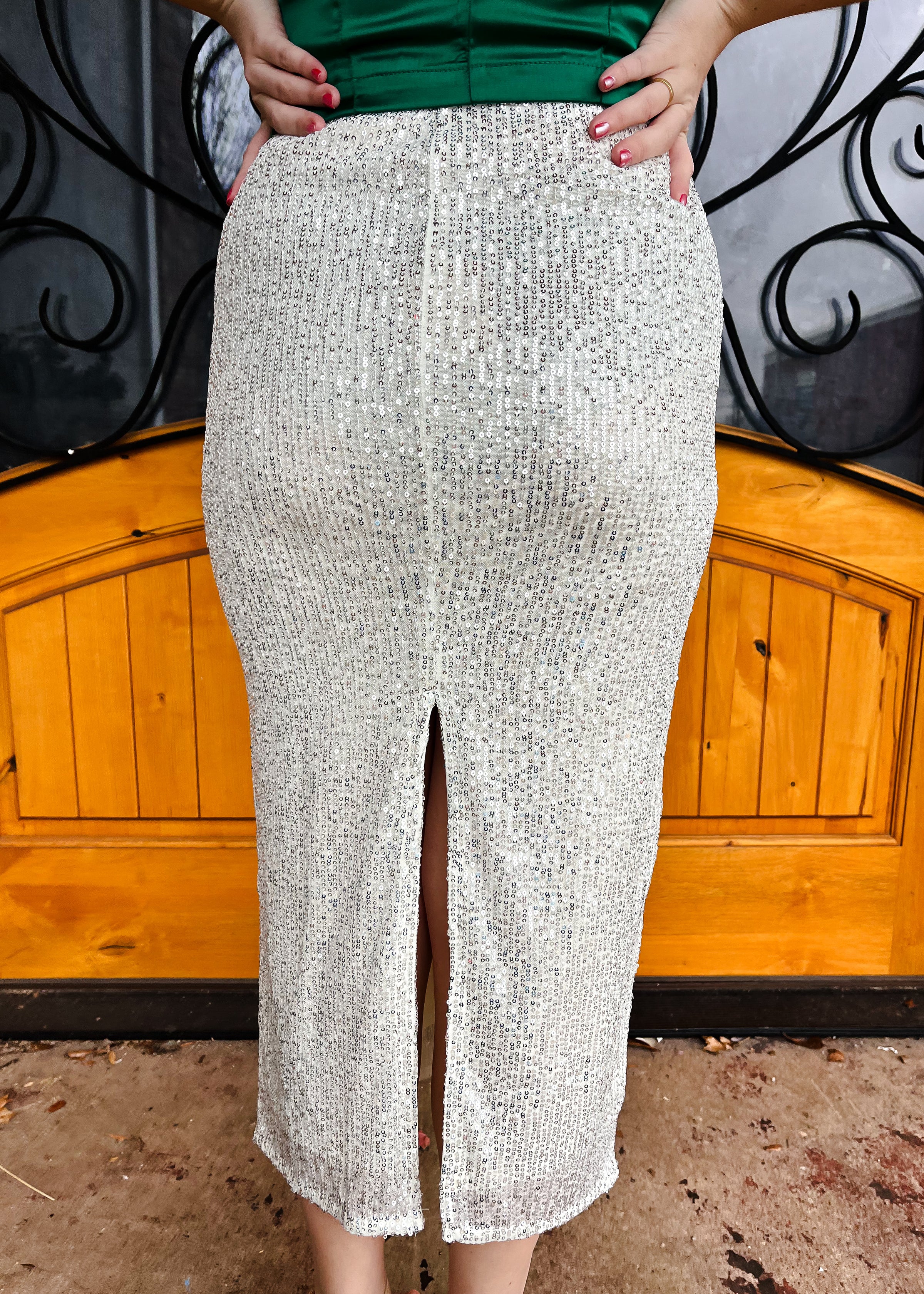 Shimmering Nights Sequin Midi Skirt