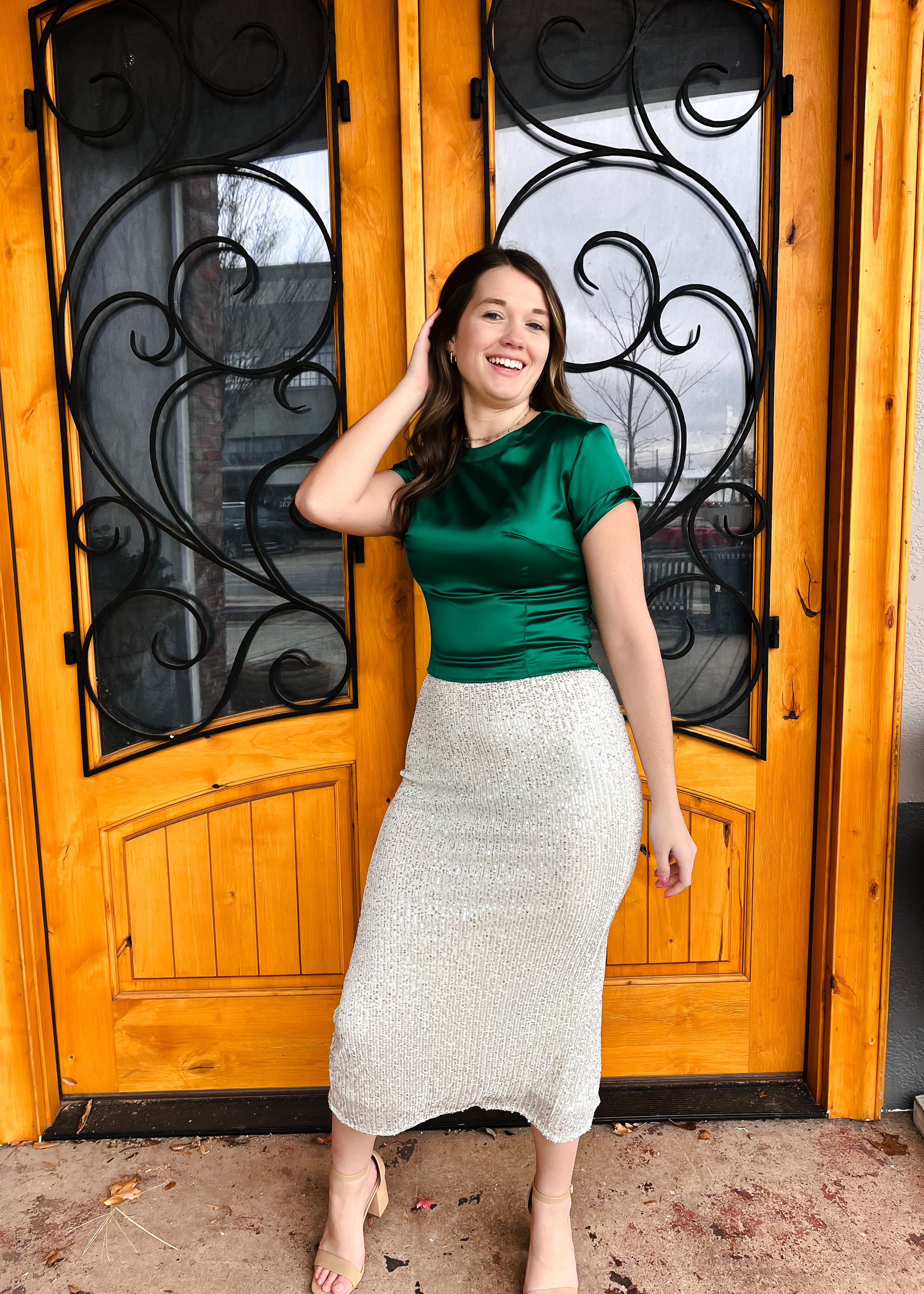 Shimmering Nights Sequin Midi Skirt