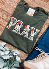 PRAY- Faux Floral Embroidered Graphic Tee (S-2XL)