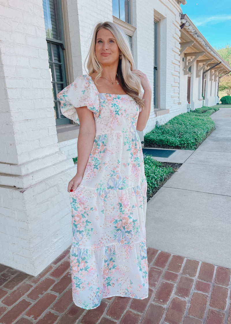 Once Upon a Time Eyelet Lace Midi Dress