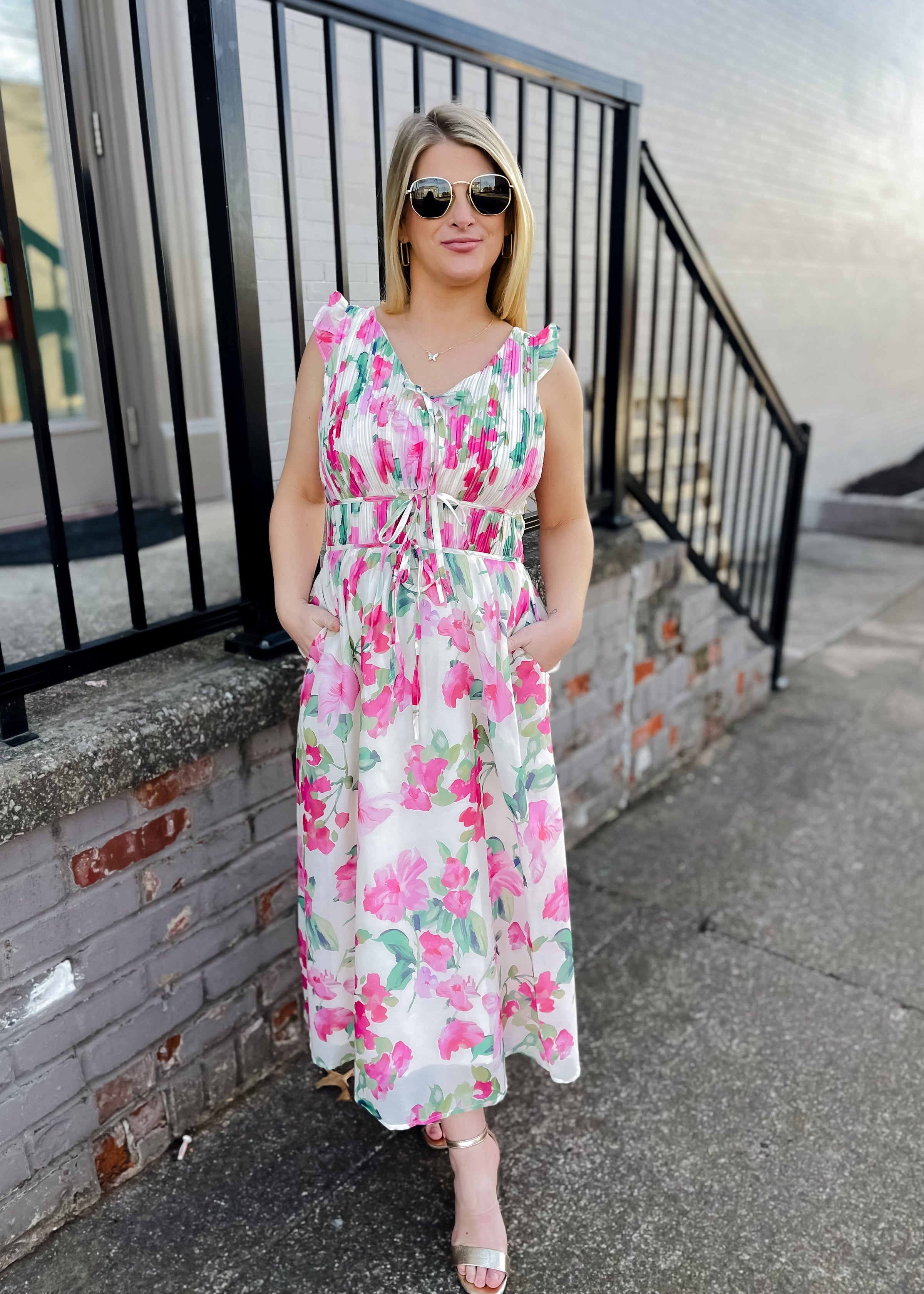 Elegantly In Route Floral Midi Dress