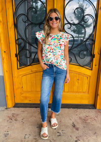 Like Second Nature Mid Rise Crop Straight Leg - Dark Wash Risen Jeans