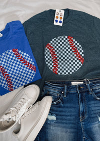 Checkered Baseball Graphic Tee (S-2XL)