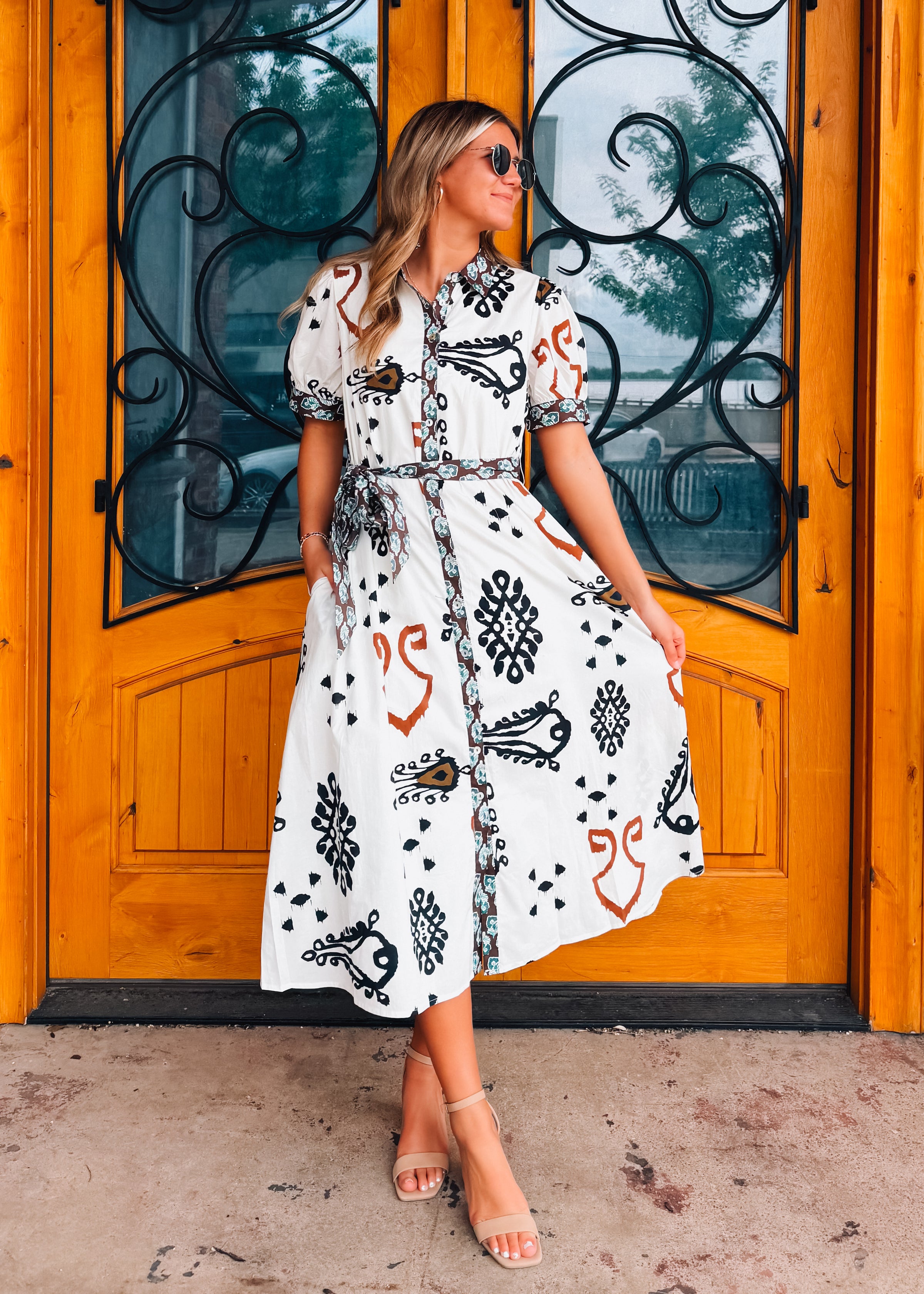 Write Me Back Button Down Midi Dress