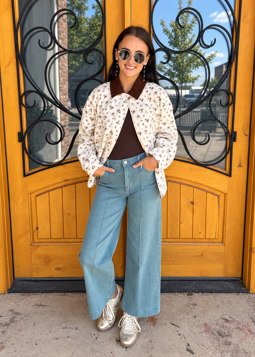To The Left High Rise Wide Leg Jean - Teal