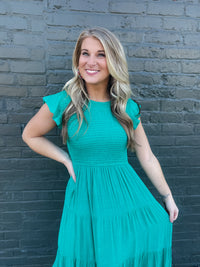 Flirt For Fun Jade Smocked Midi Dress (S-3XL)