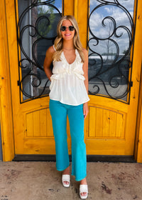 Retro Love Teal Straight Pants (S-XL)