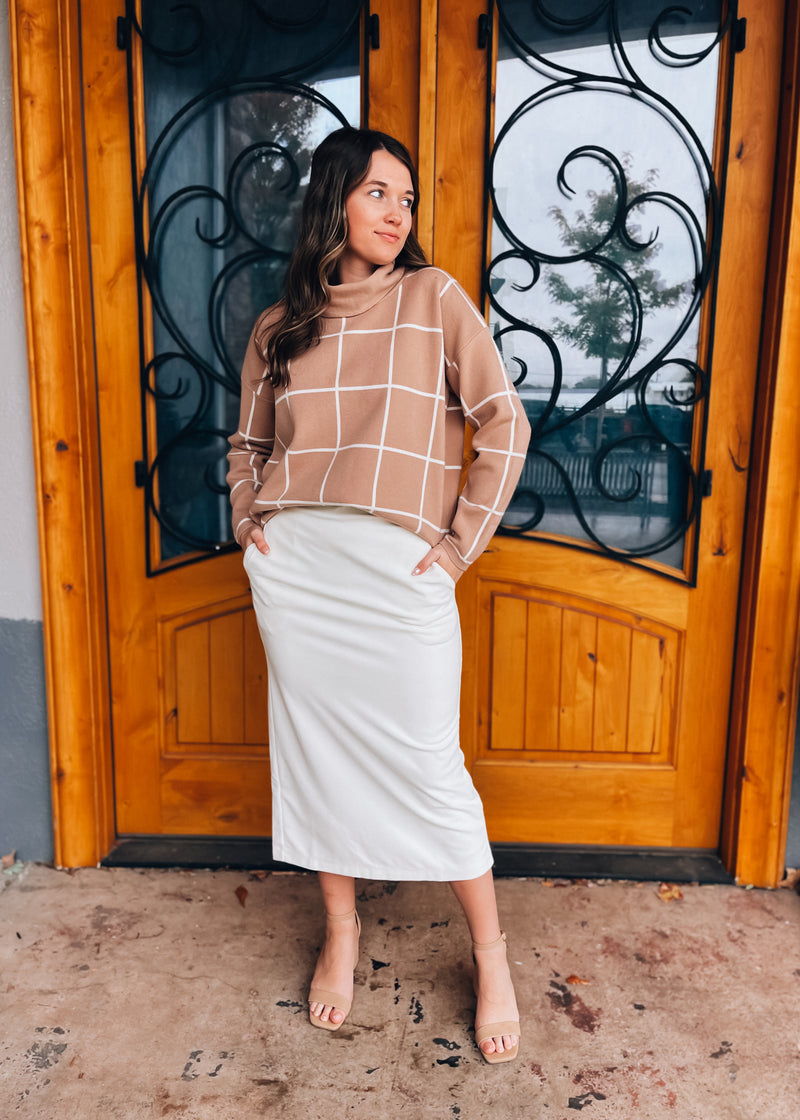 On The Books Brush Textured Midi Skirt