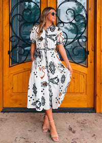 Write Me Back Button Down Midi Dress