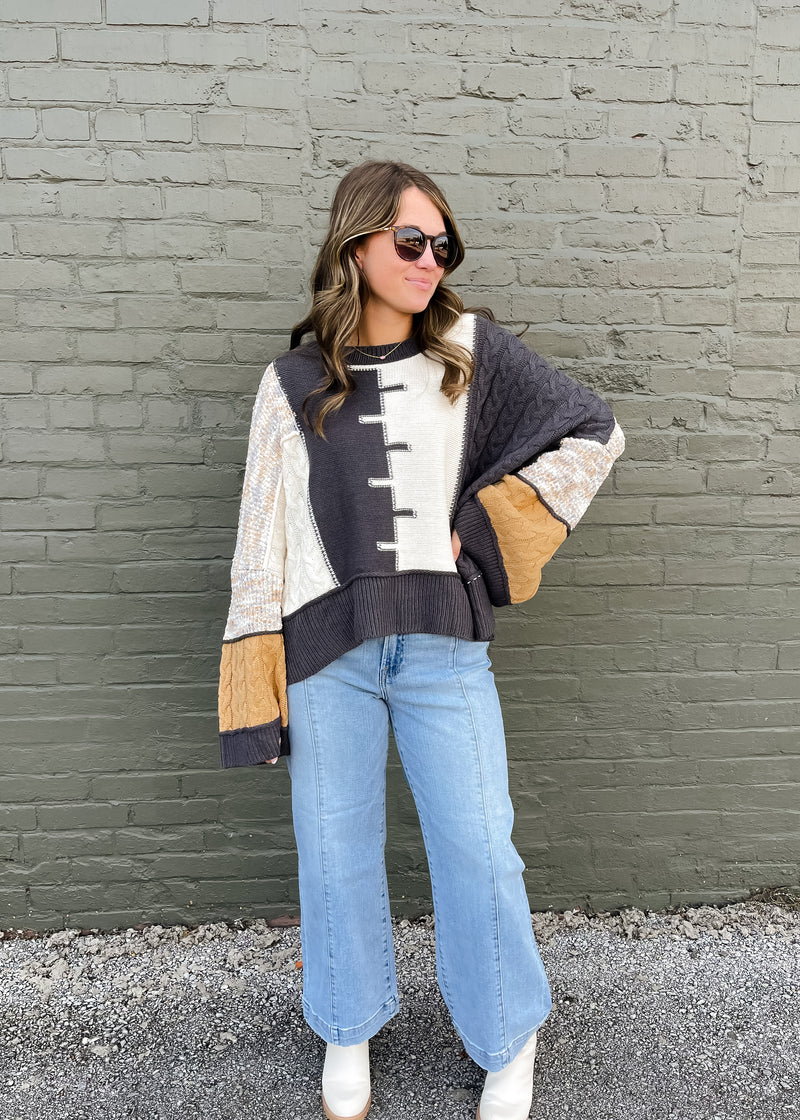 Little Too Late High Rise Crop Line Detail Wide Leg- Risen Jeans