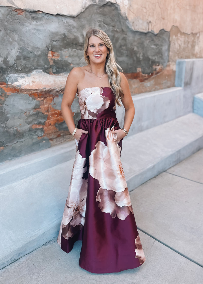 Pressed Petals Strapless Maxi Dress