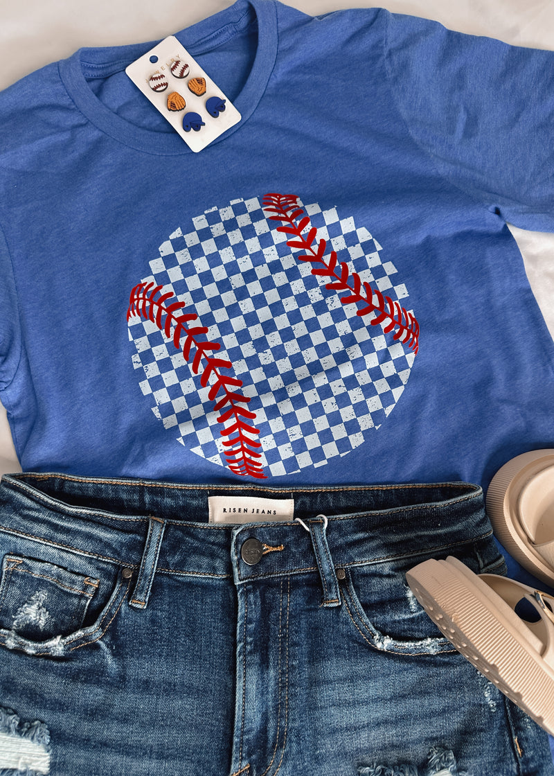 Checkered Baseball Graphic Tee (S-2XL)