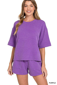 In the Lineup Ribbed Two Piece Shorts Set
