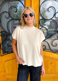 Let's Keep Moving Mock Neck Short Sleeve Boxy Sweater