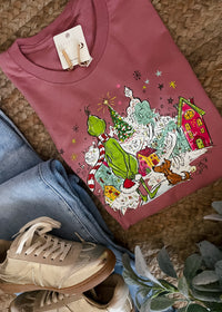 Grinch Looking Over Whoville Graphic Tee (S-2XL)