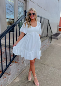 Made for Lovely Days Smocked Mini Dress- White