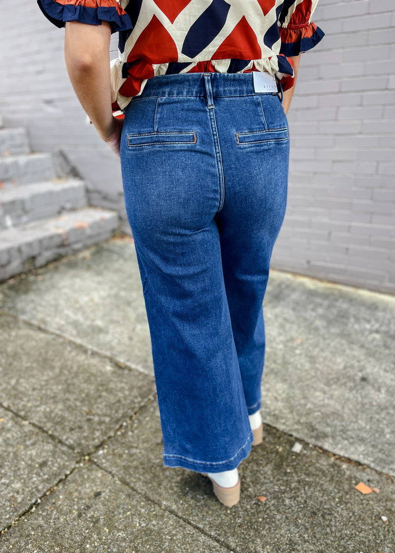 Give It My All Tummy Control High Rise Crop Wide Leg- Risen Jeans