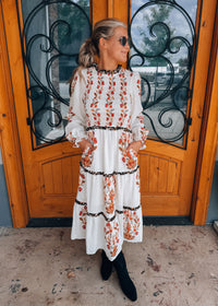 Garden Society Long Sleeve Midi Dress