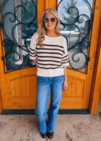 Weekend Stripe Half Sleeve Knit Top