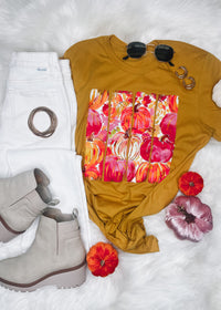 Watercolor Floral Pumpkin Graphic Tee (S-2XL)