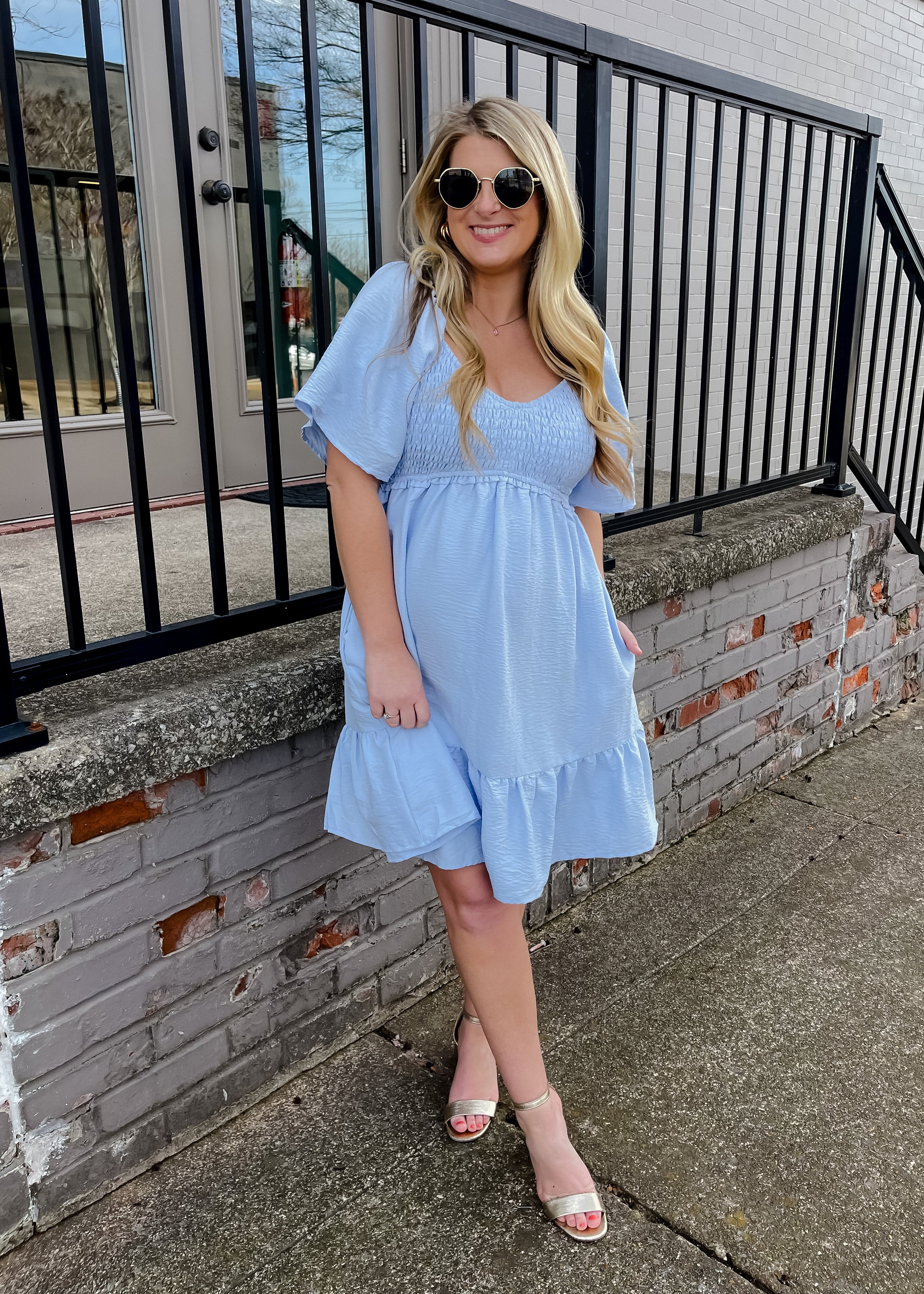 Made for Lovely Days Smocked Mini Dress- Powder Blue