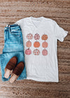 Girly Pumpkin Grid V-Neck Graphic Tee (S-2XL)