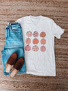 Girly Pumpkin Grid V-Neck Graphic Tee (S-2XL)