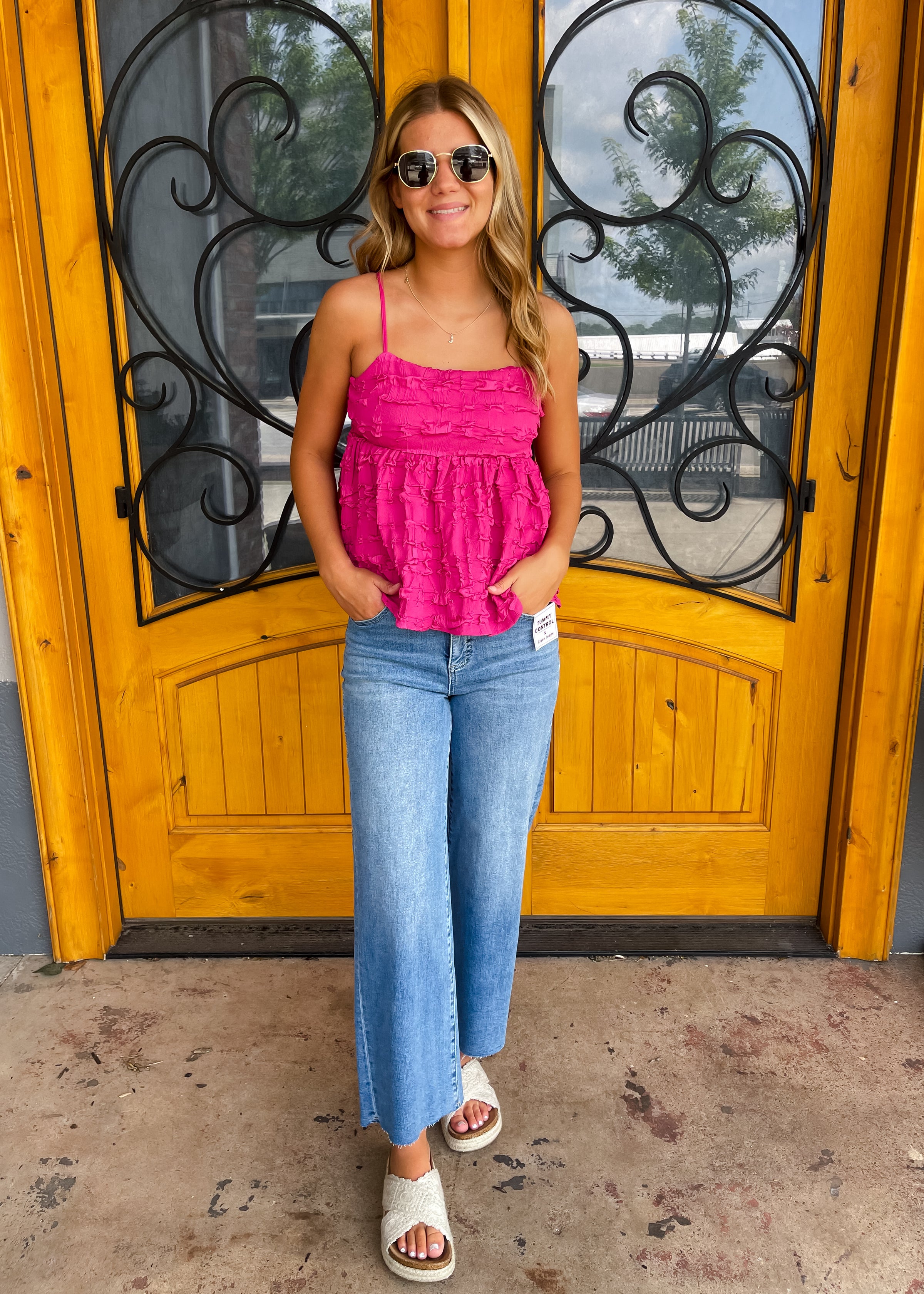 I Have Plans Tummy Control Crop Wide Leg - Medium Wash Risen Jeans