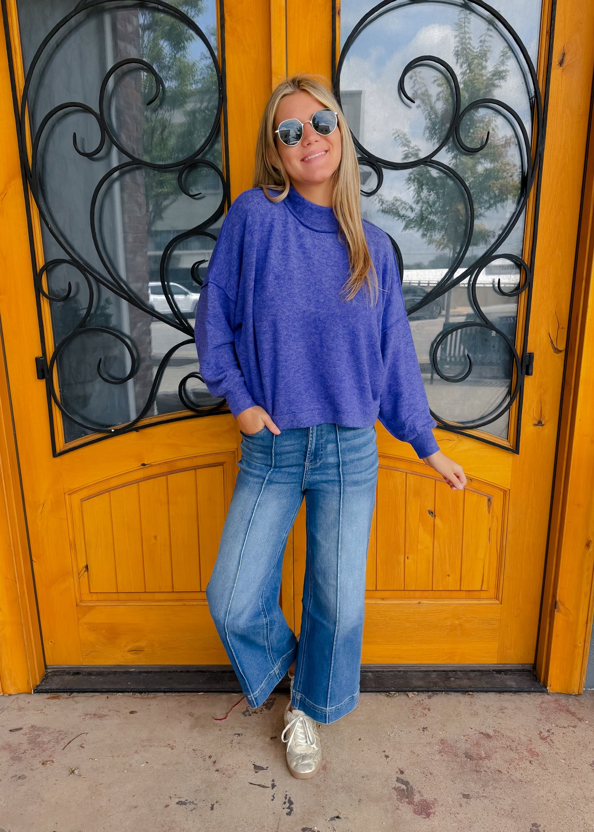 No Place Like Home Mock Neck Fleece Sweater