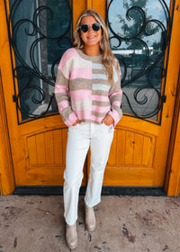 Shifting Shape Wool Blend Color Block Sweater