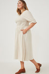 Fine Example Oatmeal Linen Dress (1X-3XL)