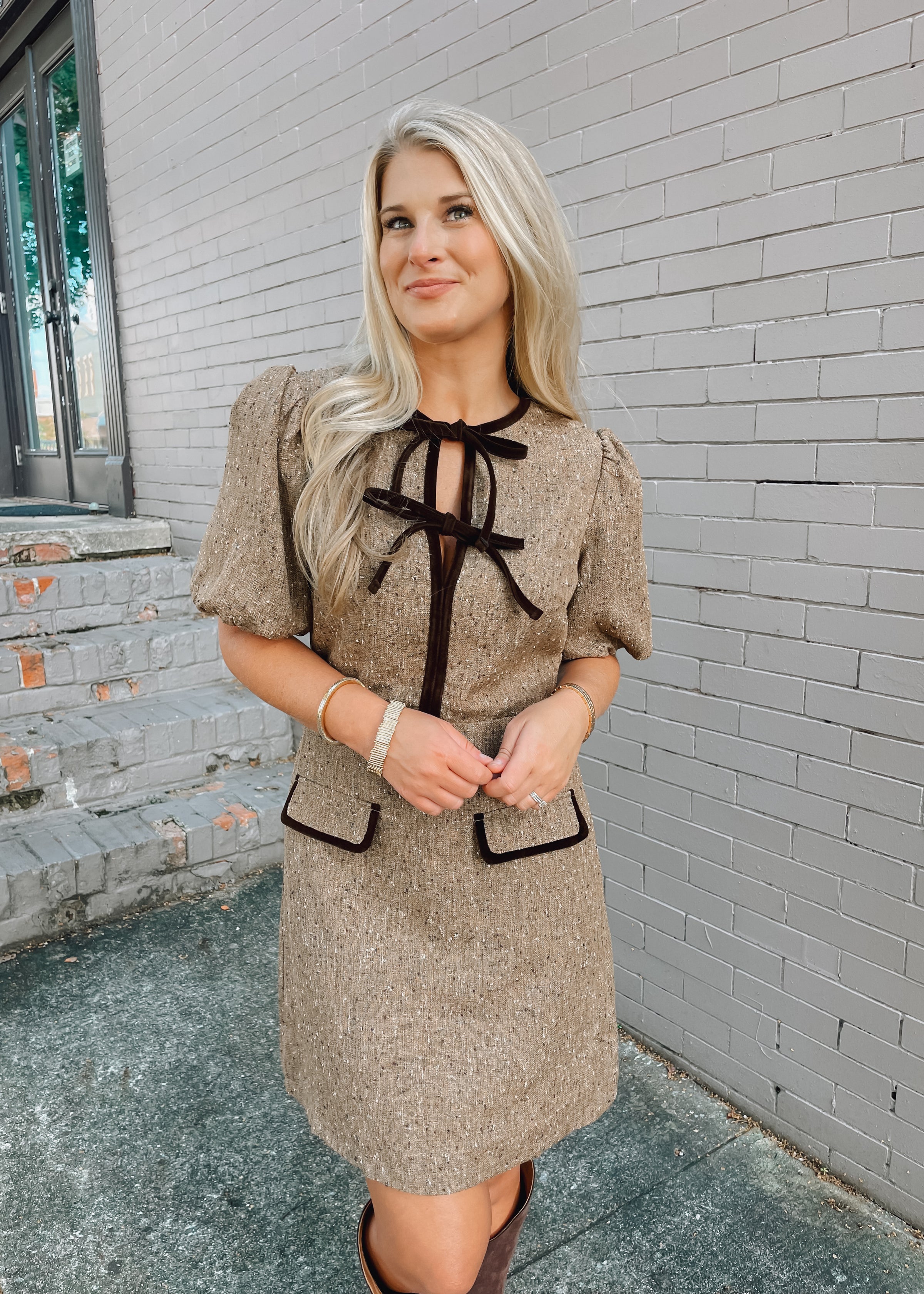 Higher Standards Tweed Mini Dress