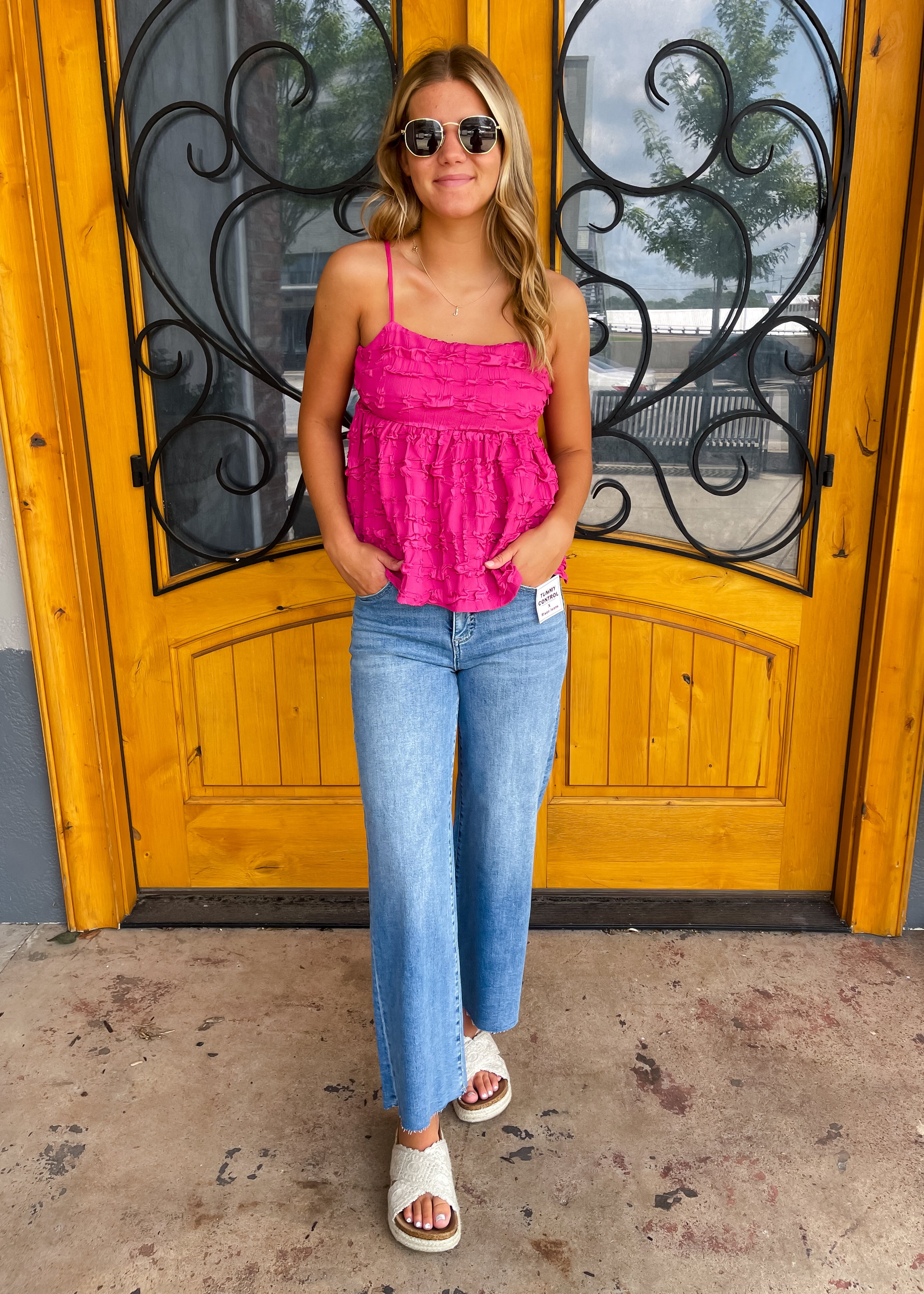 I Have Plans Tummy Control Crop Wide Leg - Medium Wash Risen Jeans