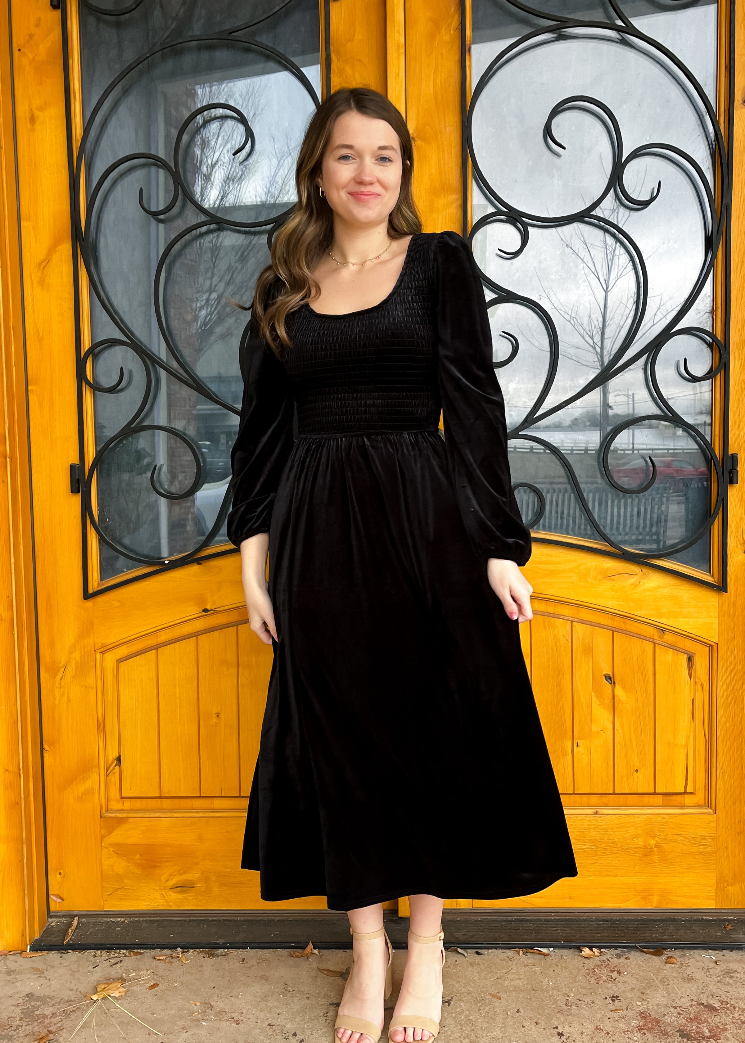 New Traditions Velvet Midi Dress