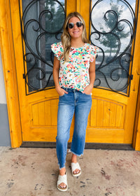 Like Second Nature Mid Rise Crop Straight Leg - Dark Wash Risen Jeans