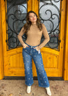 Petal Perspective Tummy Control Cropped Embroidered Risen Jeans