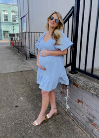 Made for Lovely Days Smocked Mini Dress- Powder Blue