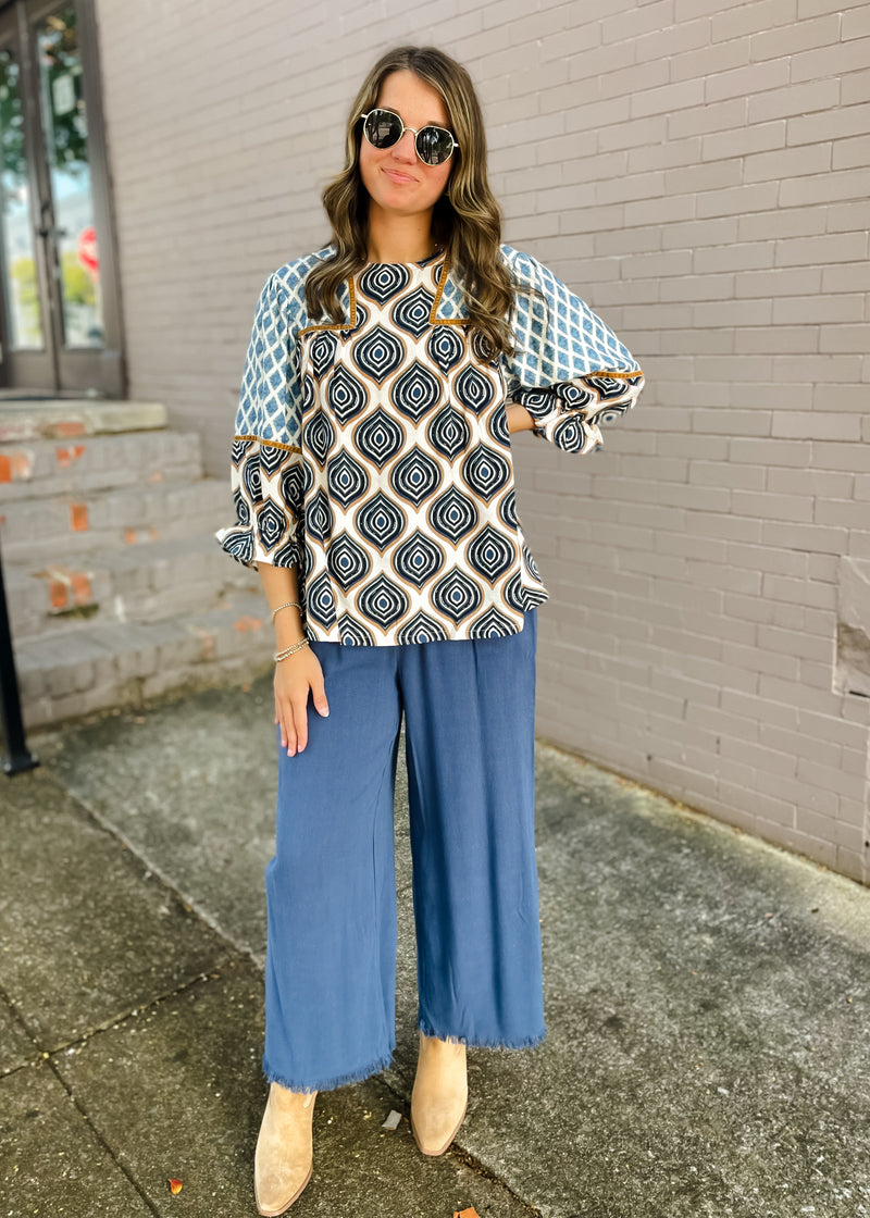 What It's All About Blue Linen Pants