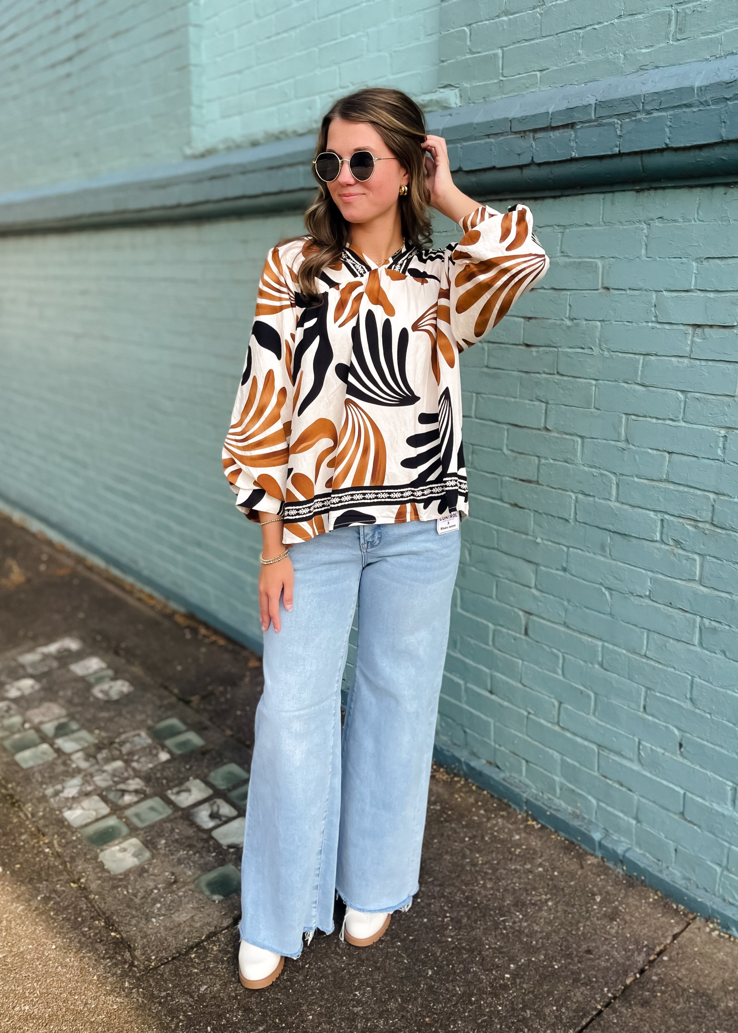 Hold That Thought Tummy Control Low Rise Wide- Risen Jeans