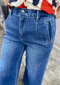 Give It My All Tummy Control High Rise Crop Wide Leg- Risen Jeans