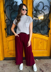 Wherever You Are Knit Pocket Sweater Top