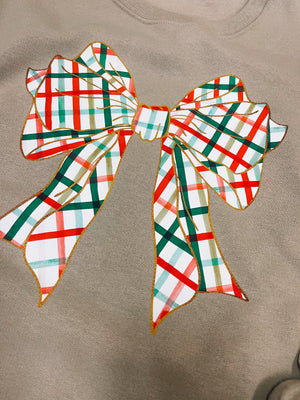 Plaid Christmas Bow Sweatshirt (S-2XL)