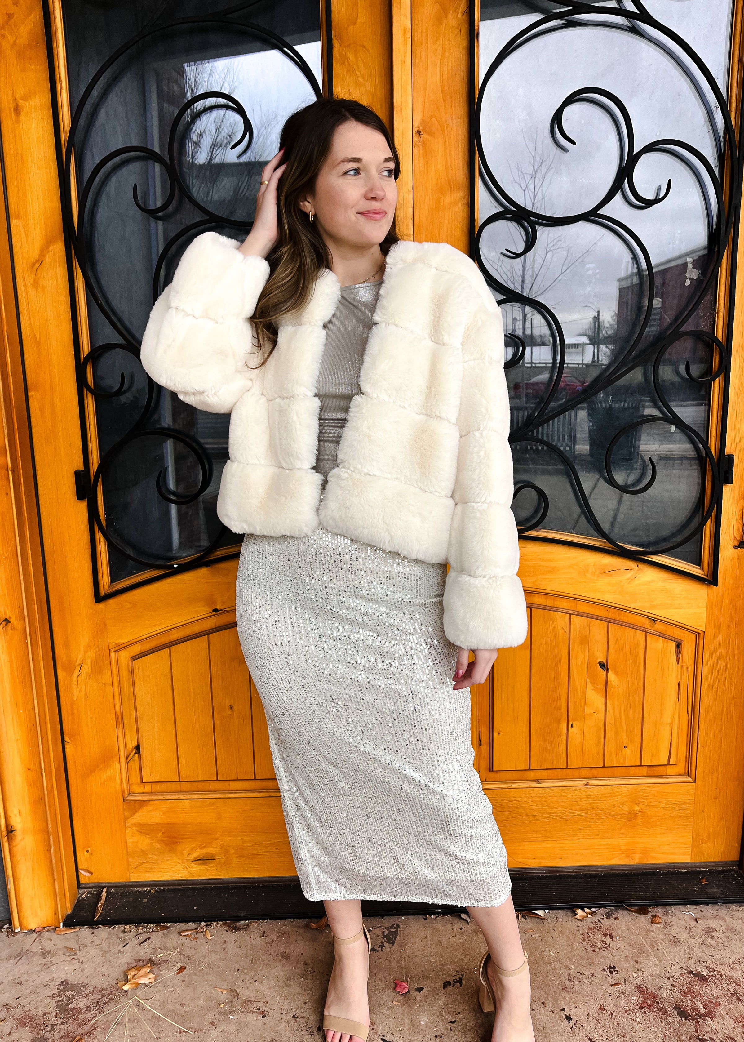 Shimmering Nights Sequin Midi Skirt