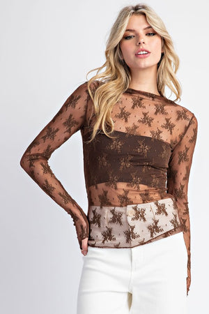 Whispering Willow Lace Long Sleeve Top