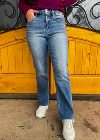 Made My Day Tummy Control Straight- Risen Jeans